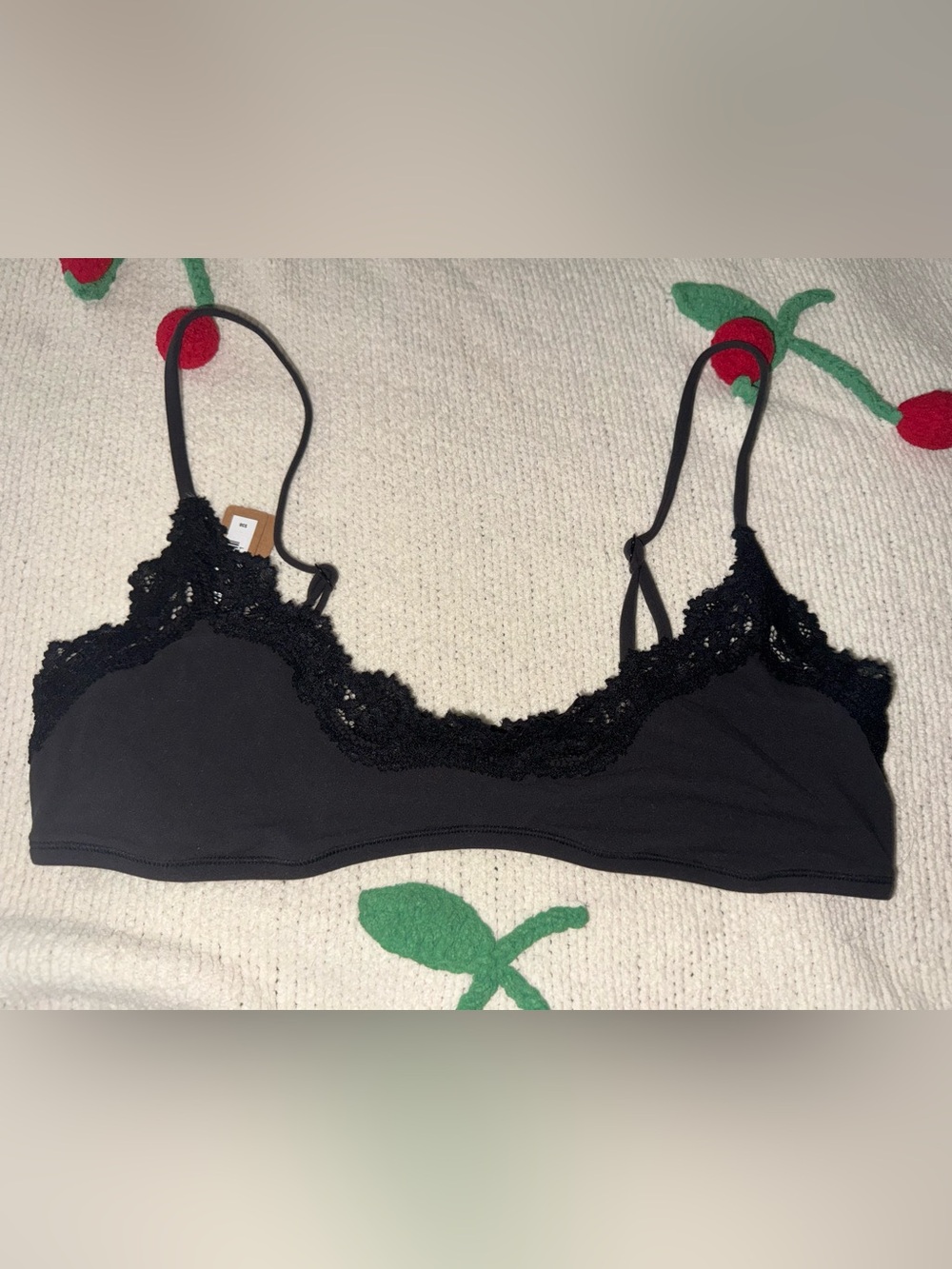 NWT SKIMS Fits Everybody Lace Scoop Bralette - Onyx